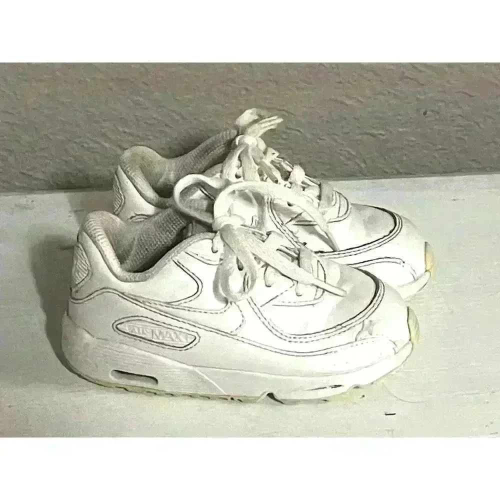 Nike Air Max 90 Leather Triple White 833416-100 Infant Size 7C‎